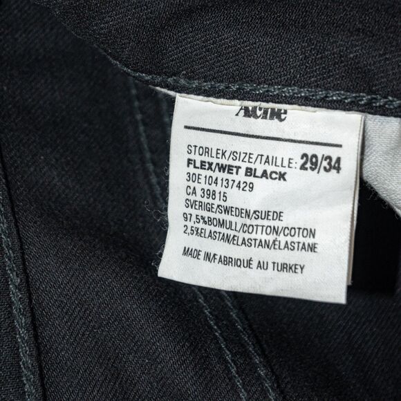 ACNE Women's FLEX Wet Black Skinny Denim Jeans Size 29 - Picture 9 of 10